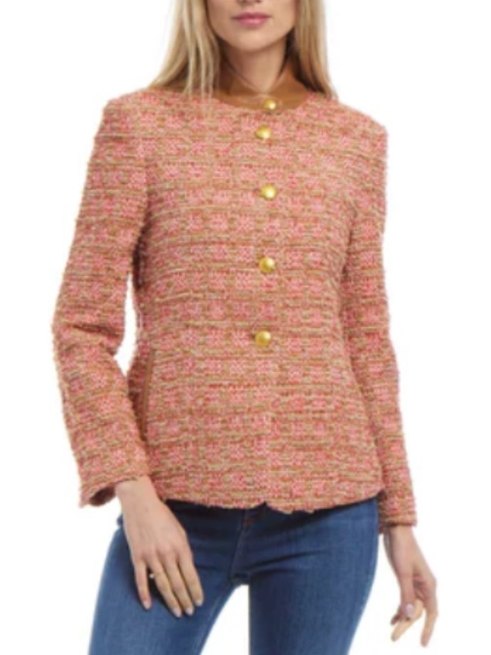 PATTY KIM New York Tweed Blazer with Gold Buttons